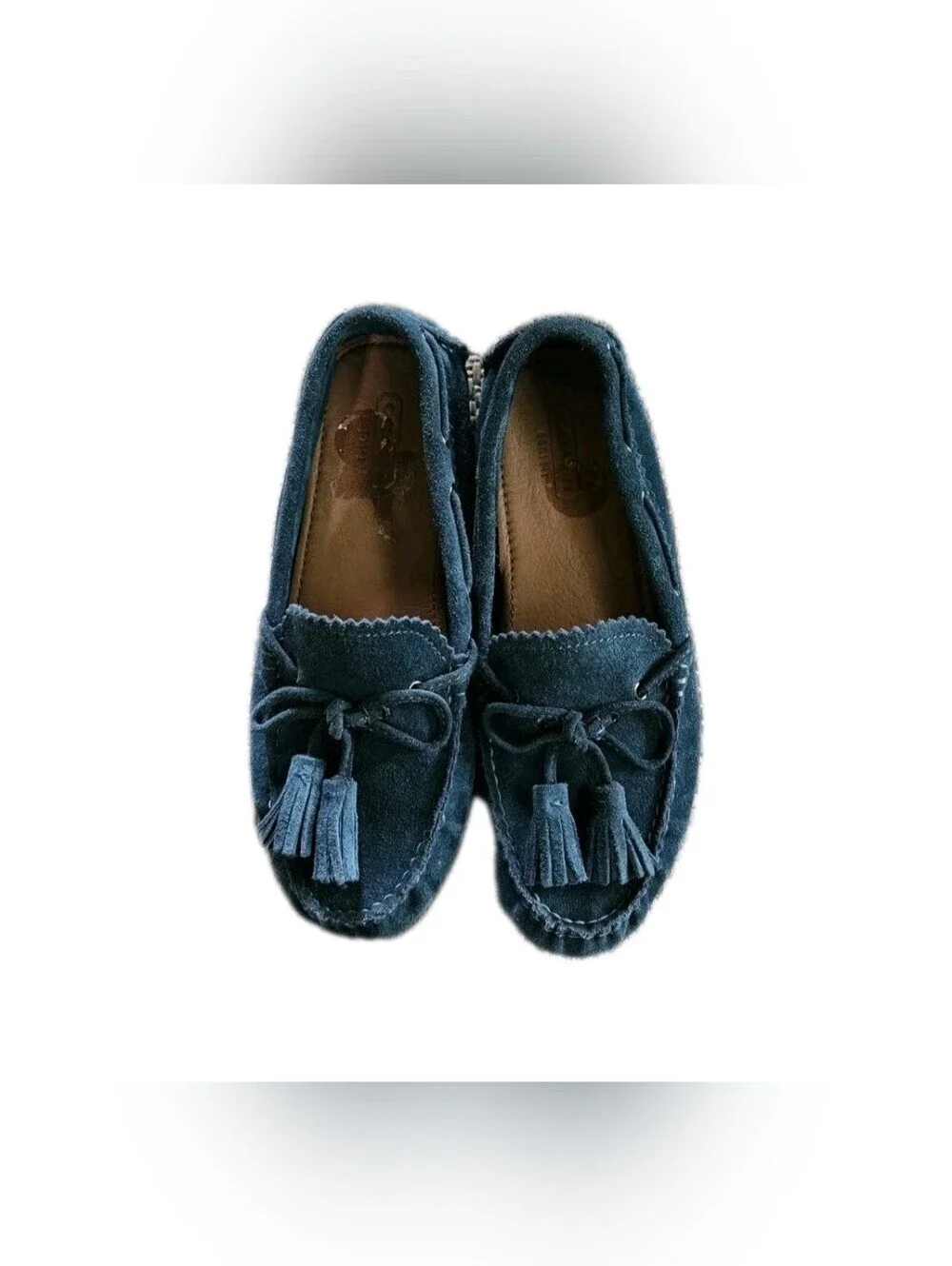 Coach Forest Green Suede Tassel Driving Moccasins Loafers NWOT Women's 5.5